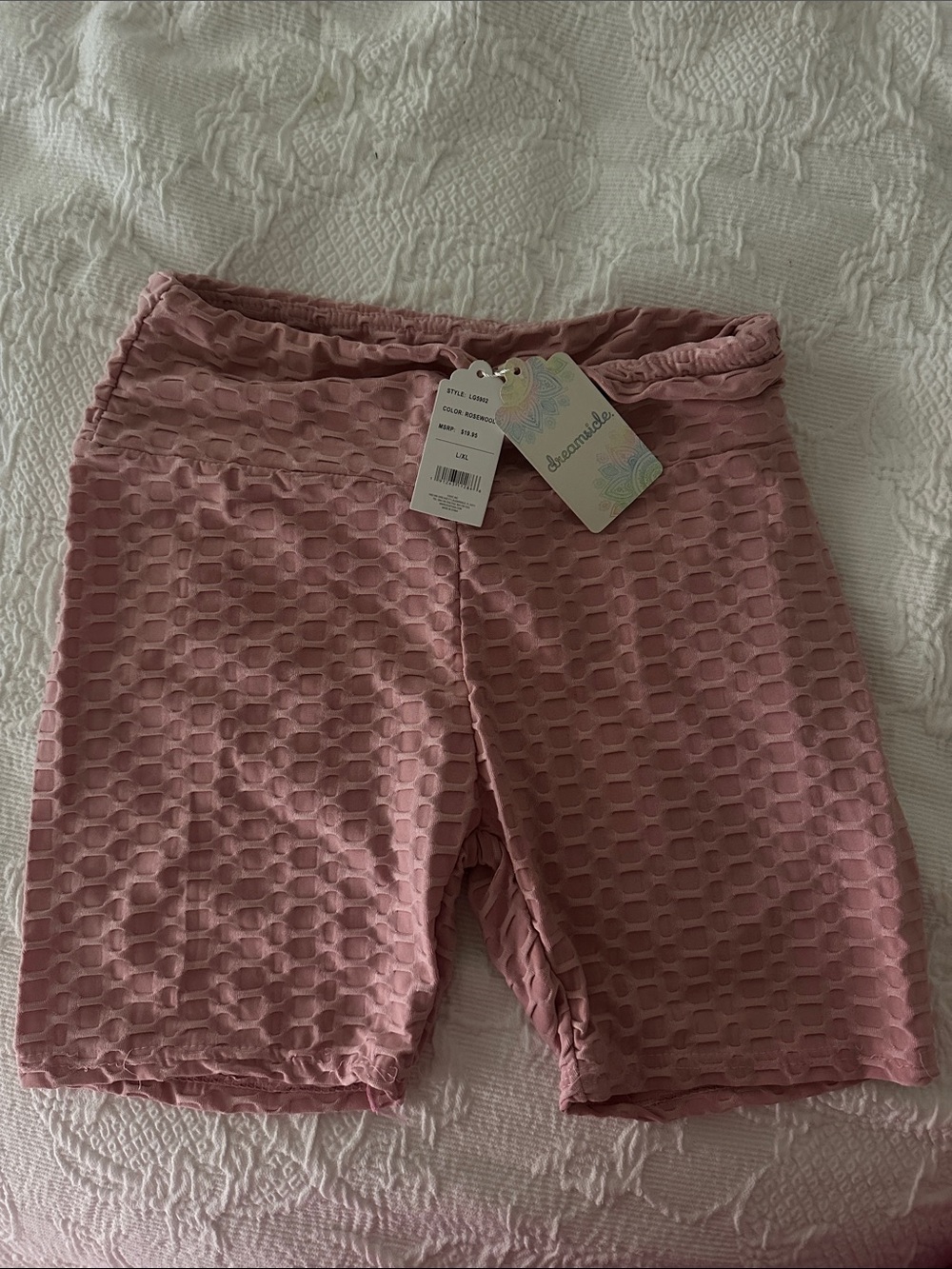 Mauve Textured Bike Shorts with Elastic Waistband